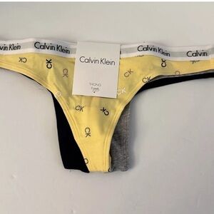 Calvin Klein 3 Pair Multipack Cotton Thongs Panties Medium
